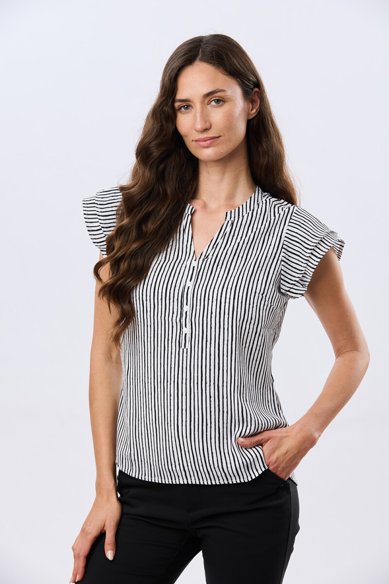 BLUSA ESTAMPADA CON VOLADOS - Rayanegra 