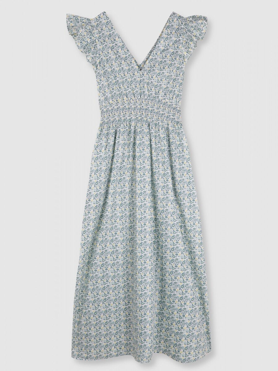 Vestido Estampado Flores Gris