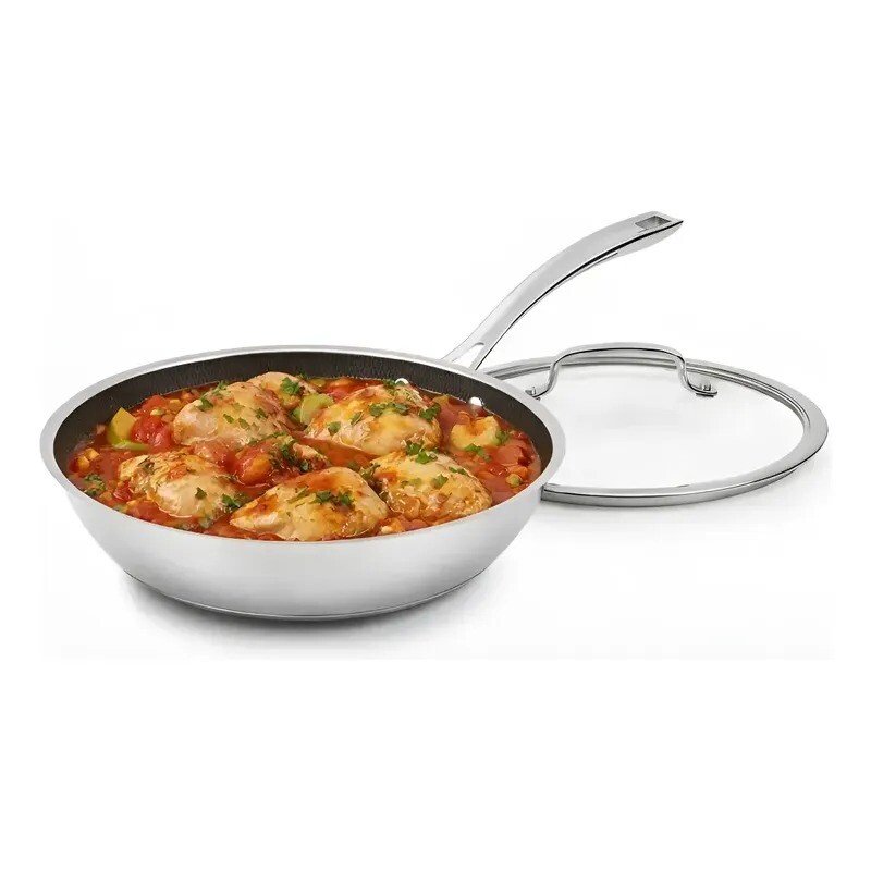 Sartén hondo de acero inoxidable con revestimiento en cerámica y tapa - Cuisinart Sartén hondo de acero inoxidable con revestimiento en cerámica y tapa - Cuisinart