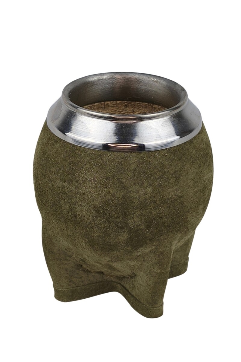 Mate de calabaza forrado en cuero modelo torpedo verde