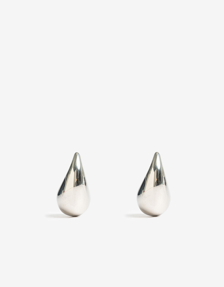 Aros Colgantes Cortos Metal Aros Cortos De Acero - Plateado