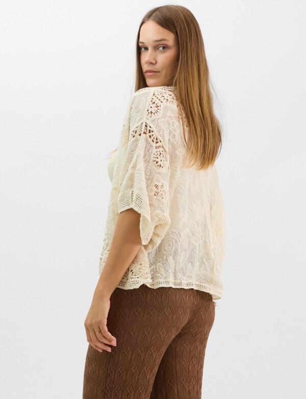 Cardigan Algodon Bordado CRUDO