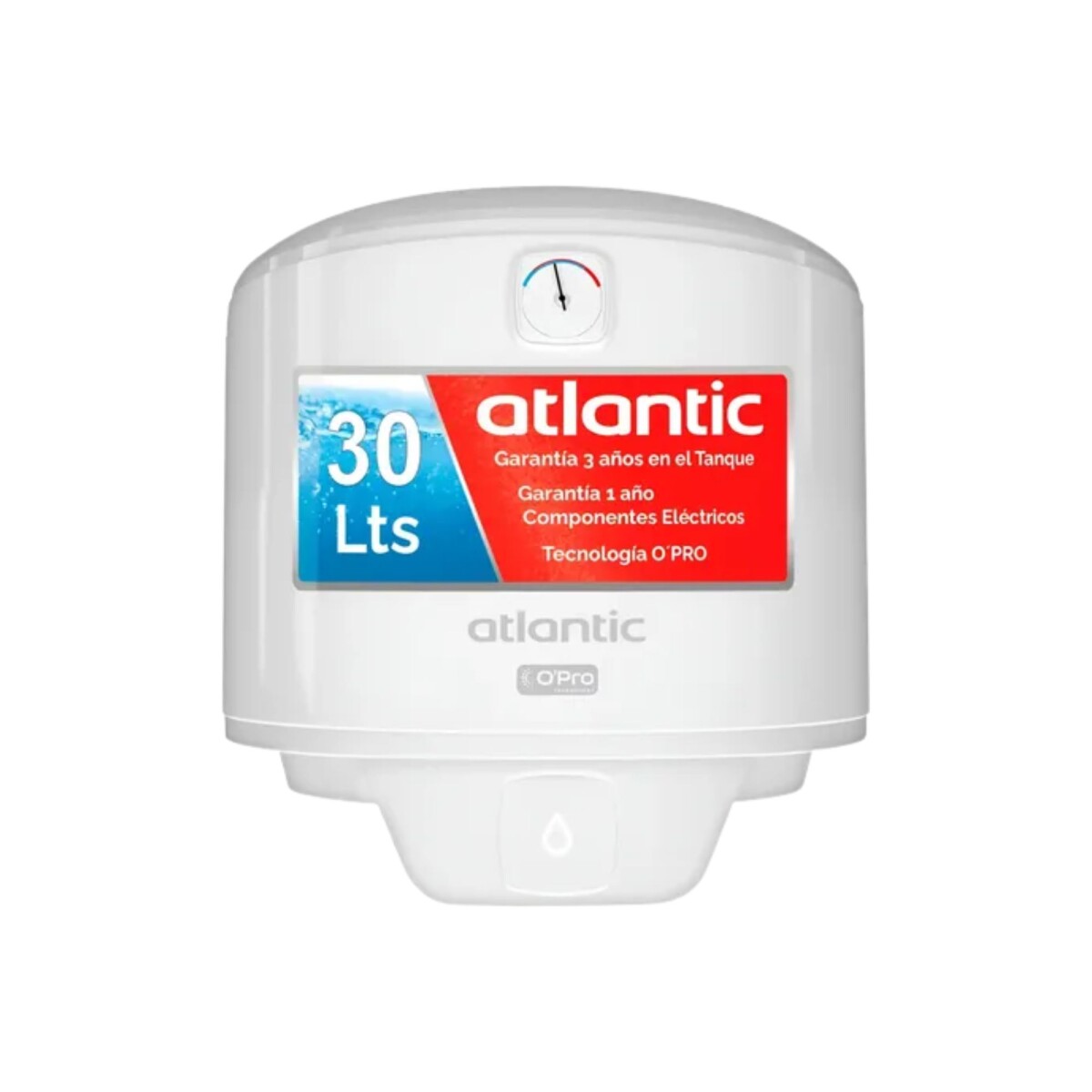 TERMOTANQUE ATLANTIC 30 Lts, TANQUE ACERO CLASE B - blanco 