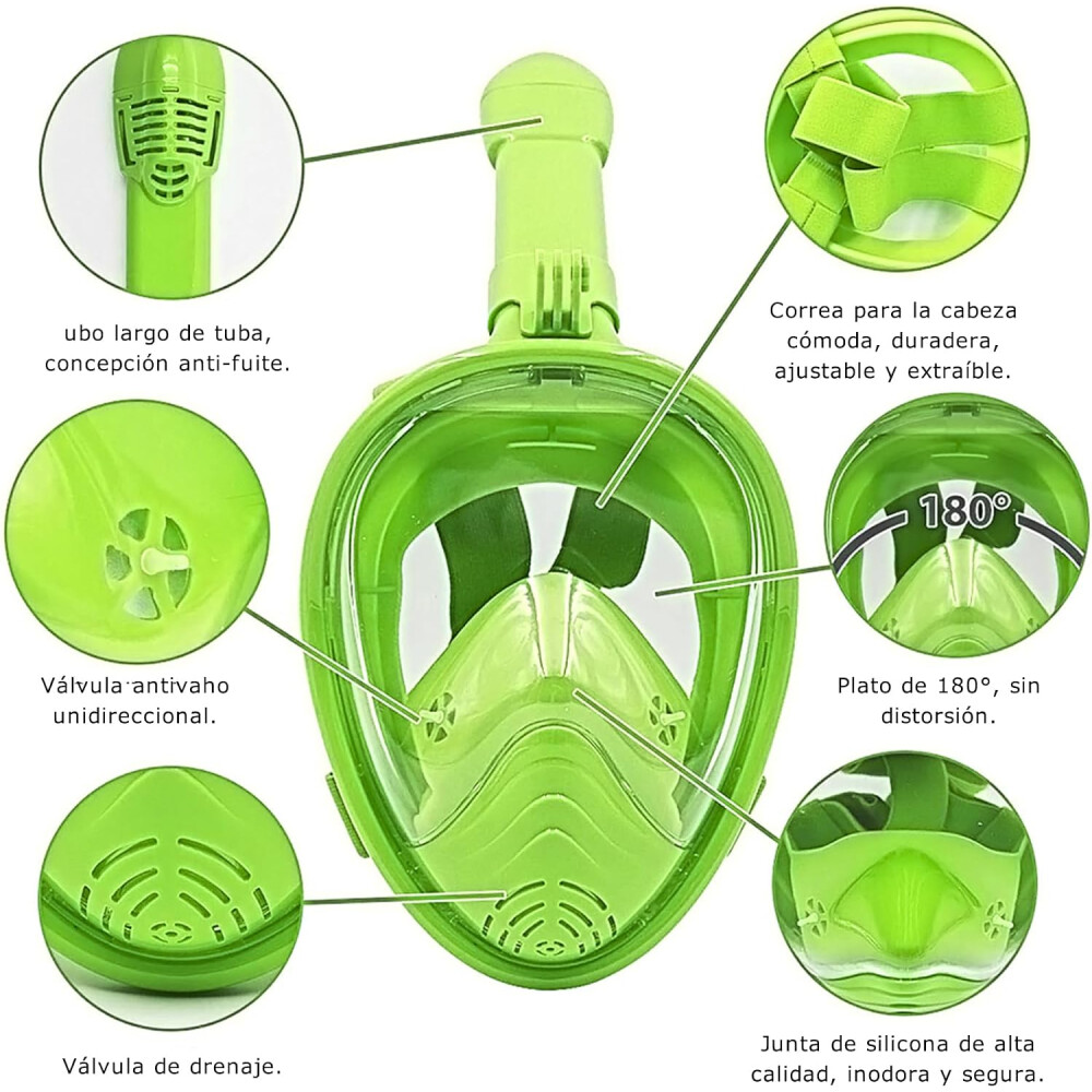 Máscara de snorkel infantil Verde