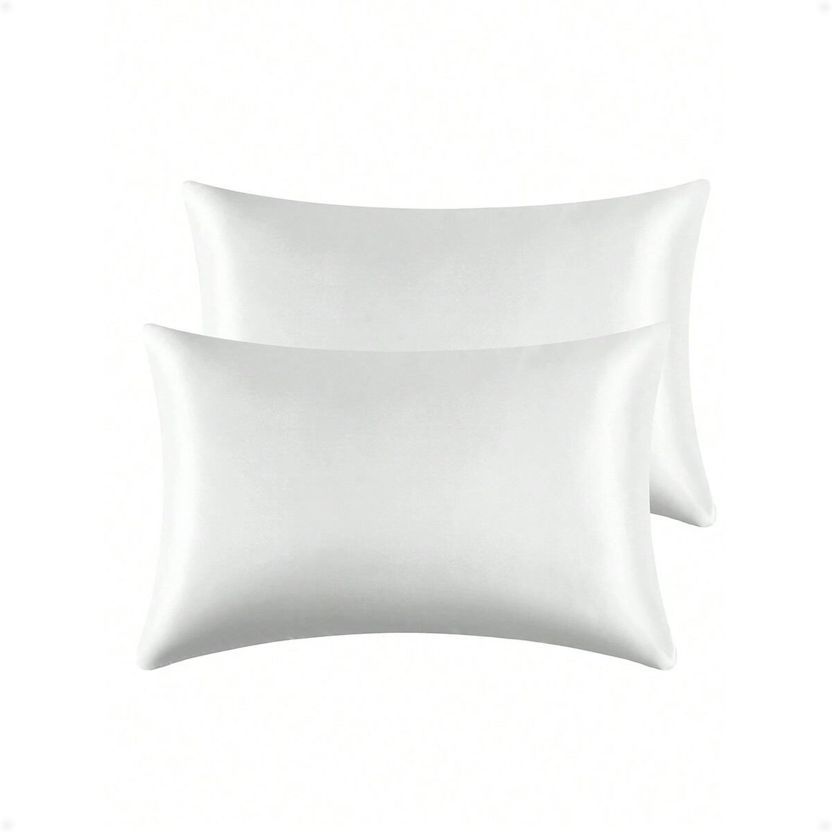Funda Almohada De Satín Satén Tipo Seda Suave - Blanco 