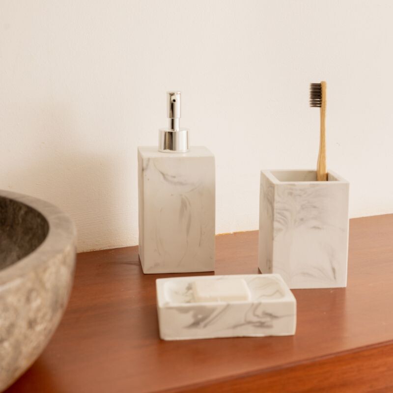Vaso Porta Cepillo De Dientes Cerámica 10x7.5 Cm Marble