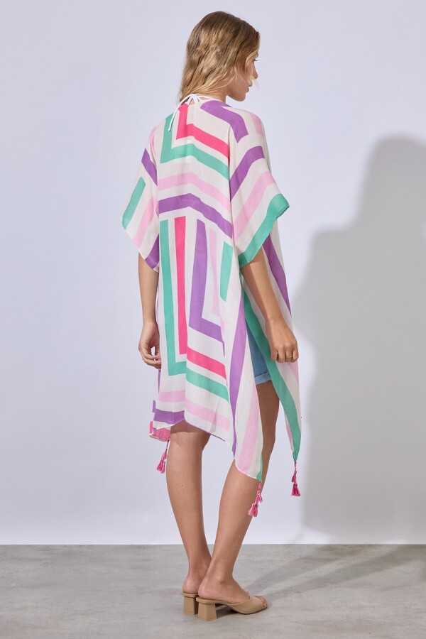 Kimono Lineas MULTI/FUCSIA