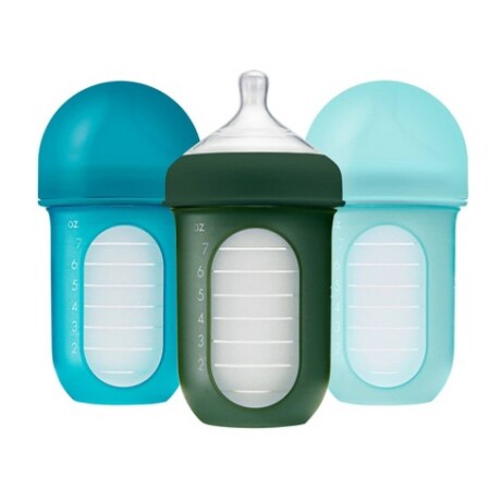 Pack x3 Mamaderas bolsa de silicona tetina 3m+ azul/verde