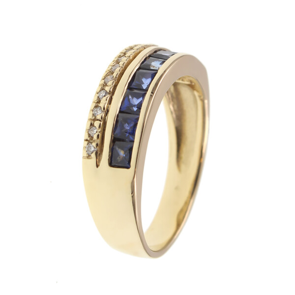Anillo en oro amarillo 18k con brillantes y zafiros N8908 Anillo en oro amarillo 18k con brillantes y zafiros N8908