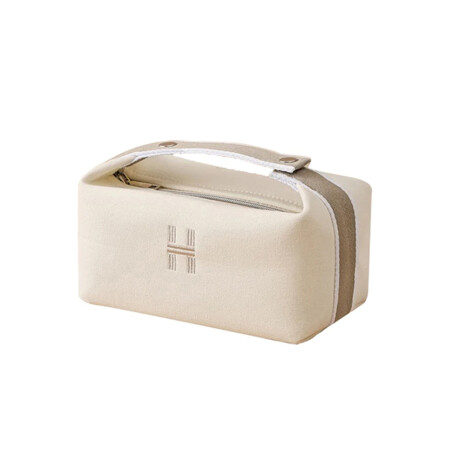 Neceser de tela con asa de agarre Beige