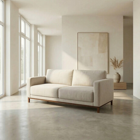 Sofá Barcelo - Tela Microfibra - 3 cuerpos Kruger 02-152 (Beige)