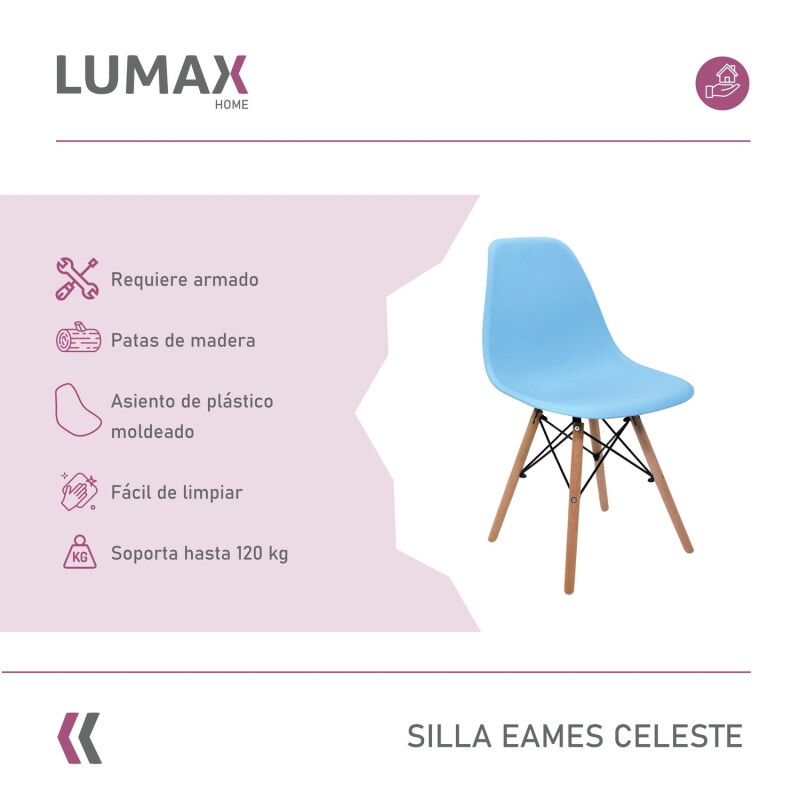 Sillas Eames Lumax Colorido Innovador Moderno Celeste