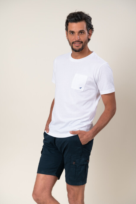 T-Shirt con bolsillo y logo Blanca