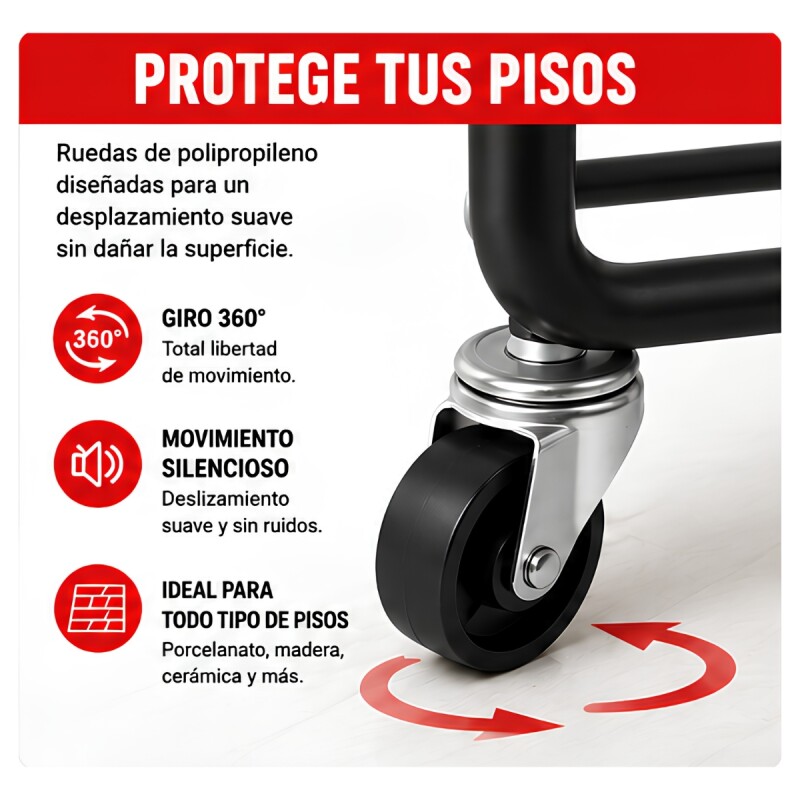 Carro organizador 3 estantes con ruedas NEGRO