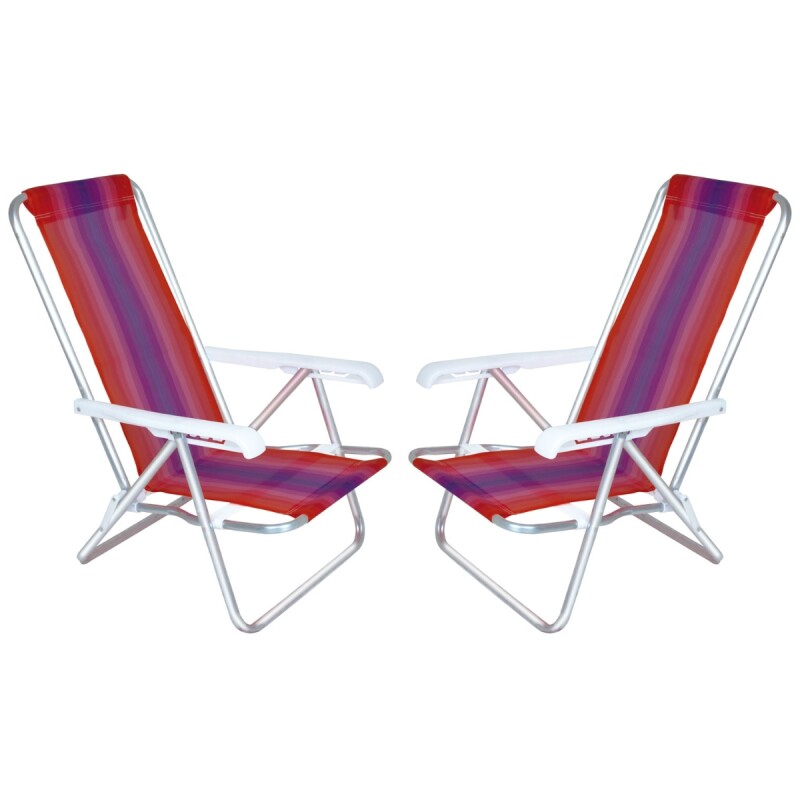 Set x2 Silla reclinable 4 posiciones aluminio ROJO