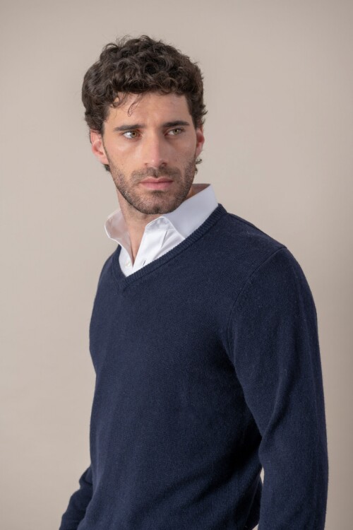 Sweater V lambswool Navy
