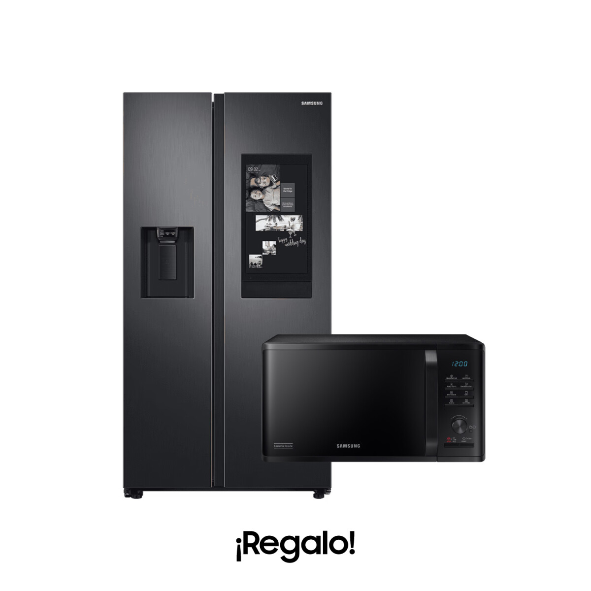 Heladera Side by Side de 585 L Family Hub + Microondas 23 L de Regalo 