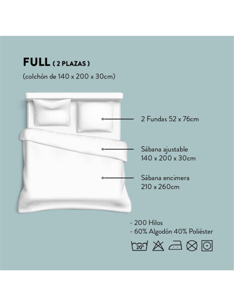 JUEGO DE SABANAS FULL 200H 140x200CM BERING CANNON JUEGO DE SABANAS FULL 200H 140x200CM BERING CANNON