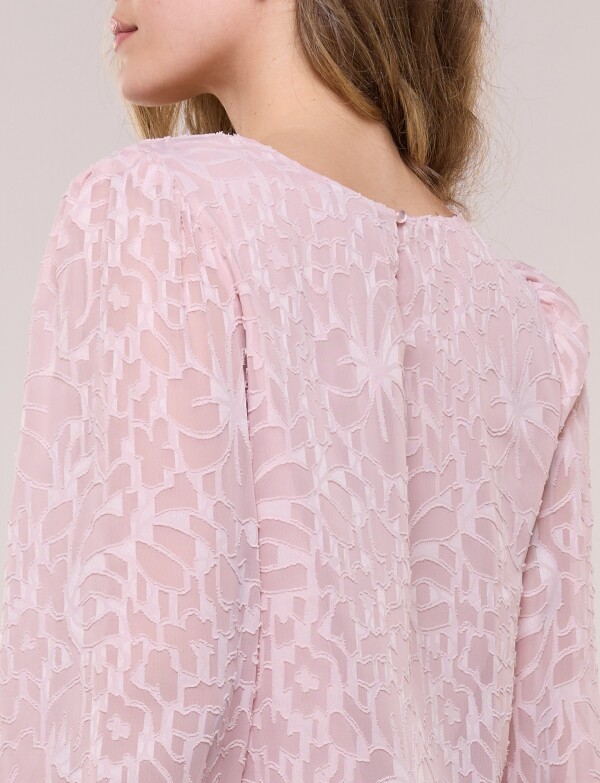 Blusa Texturada Devoré Con Mangas Abullonadas ROSA
