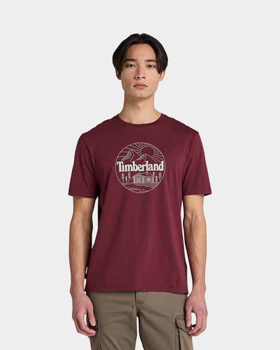 Polo Mountain Graphic Manga Corta Hombre - Burgundy 