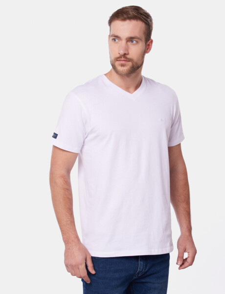 REMERA LISA ESCOTE V Blanco