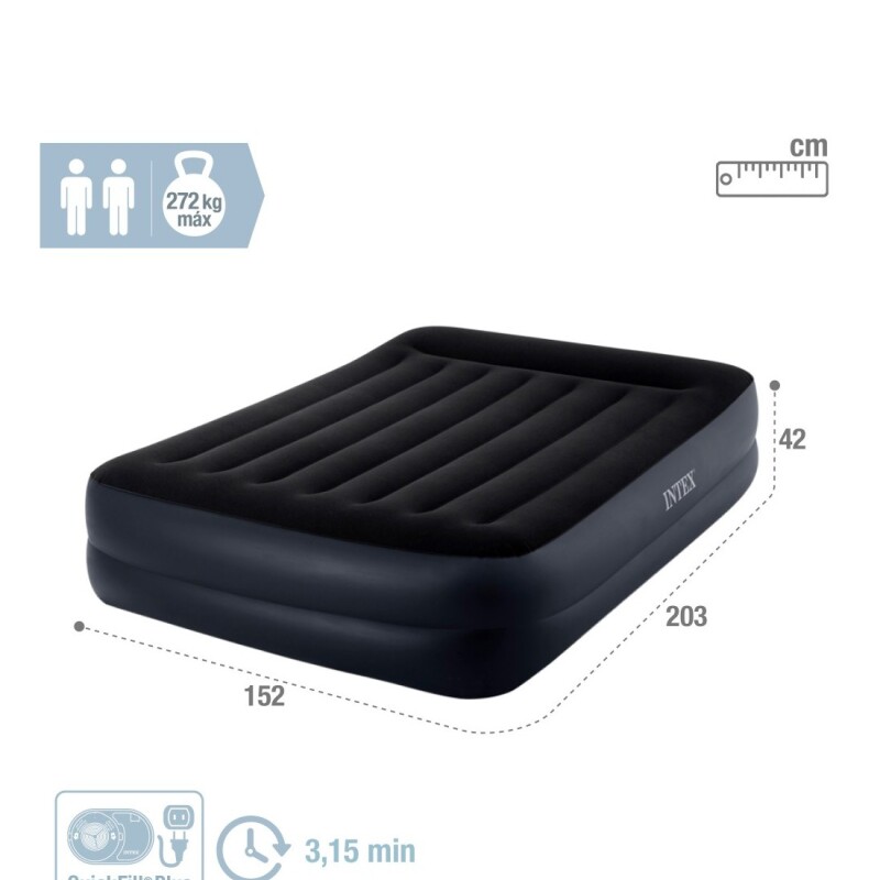 INTEX COLCHON SOMMIER DURA-BEAM BASICO FIBER-TECH CON BOMBA 2 PLAZAS QUEEN Intex Colchon Sommier Dura-beam Basico Fiber-tech Con Bomba 2 Plazas Queen