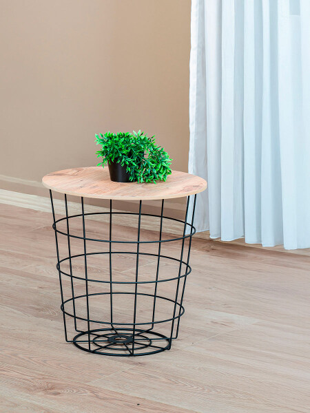 MESA LATERAL UYAN CANASTO TAPA MADERA NEGRO