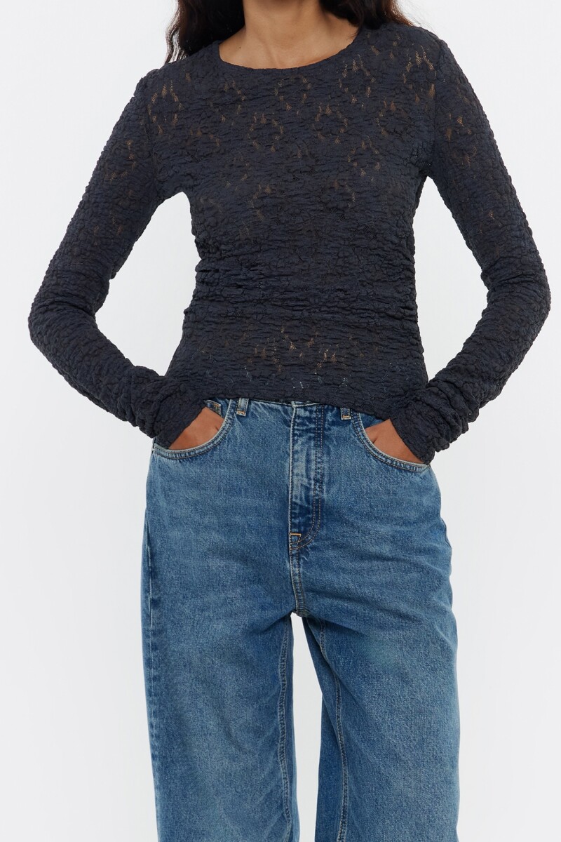 CAMISETA JACQUARD AJUSTADA Antracita