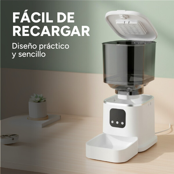 Comedero Dispensador Automático Inteligente Wifi Perro Gato Color Blanco Negro