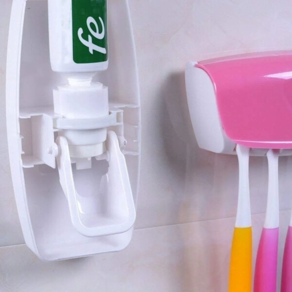 Dispensador Automatico Porta Cepillo Y Pasta Dental Color Variante Rosa