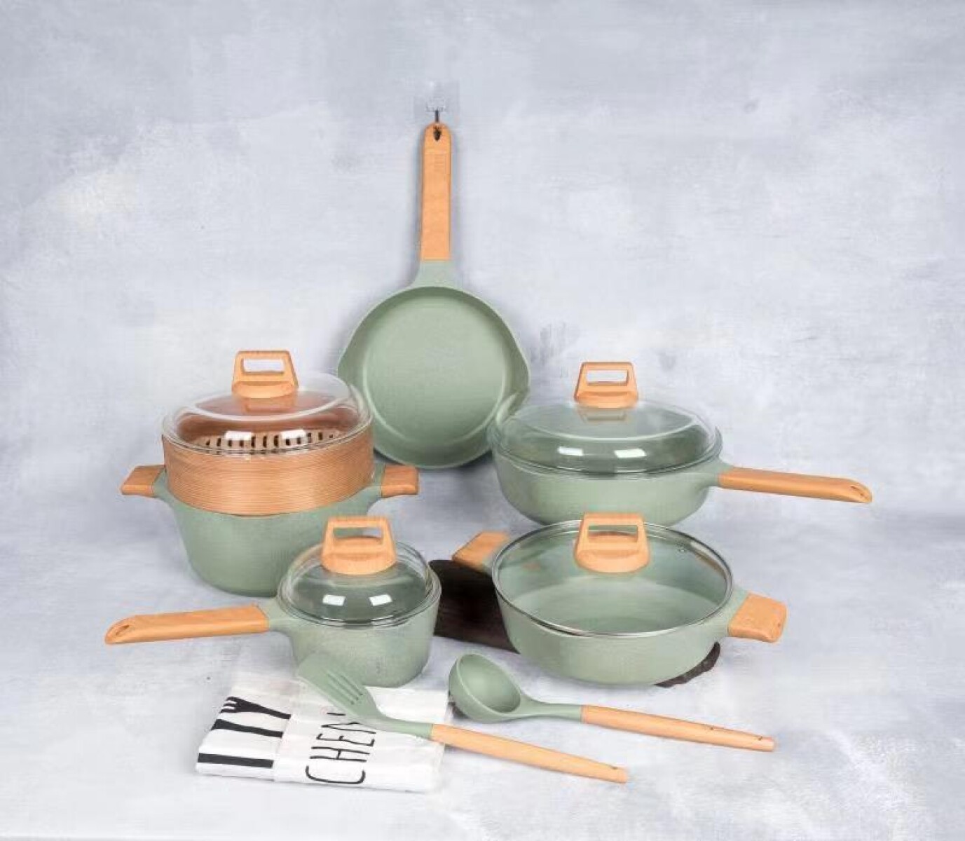 Juego De Ollas Granito Verde 13 Piezas MGC 