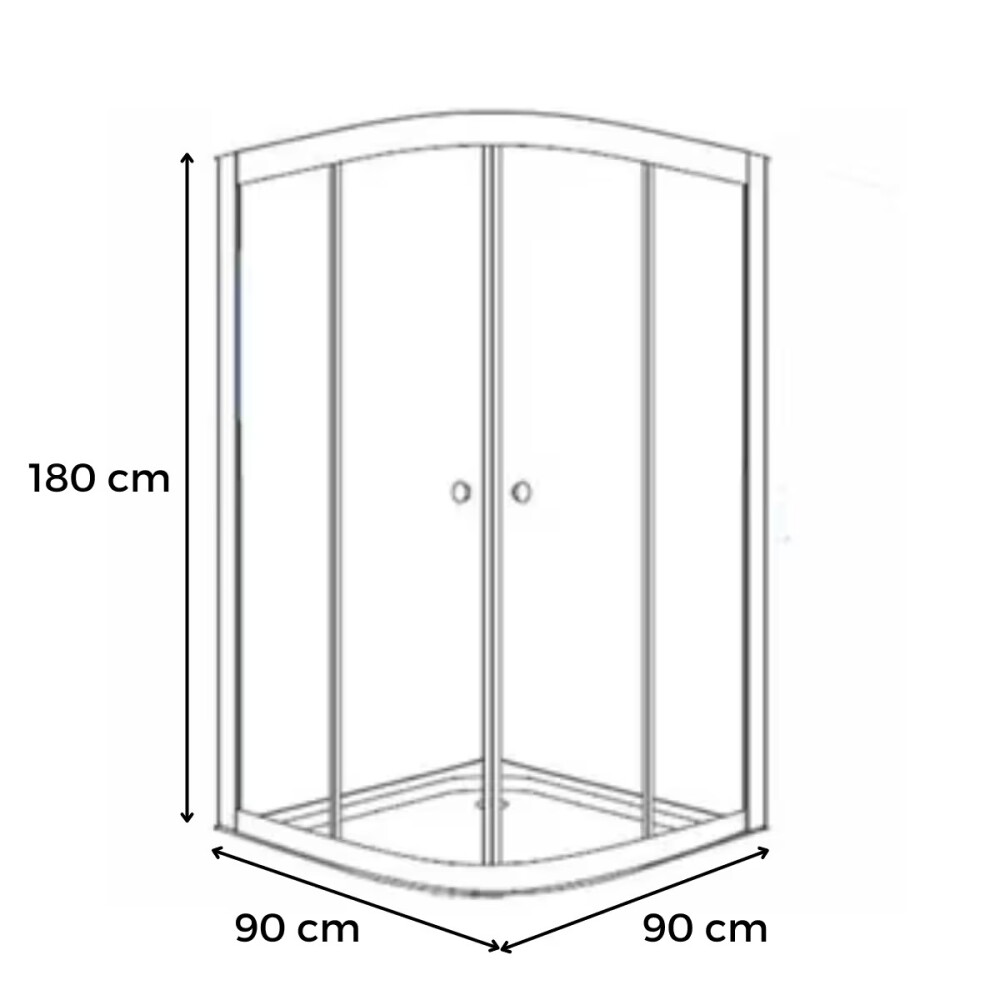 Cabina de ducha curva 90x90x180 cm sin piso Cabina De Ducha Curva 90x90x180 Cm Sin Piso