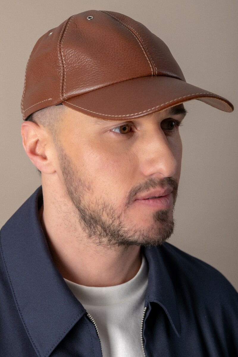 Gorra de cuero tipo beisbol Marrón
