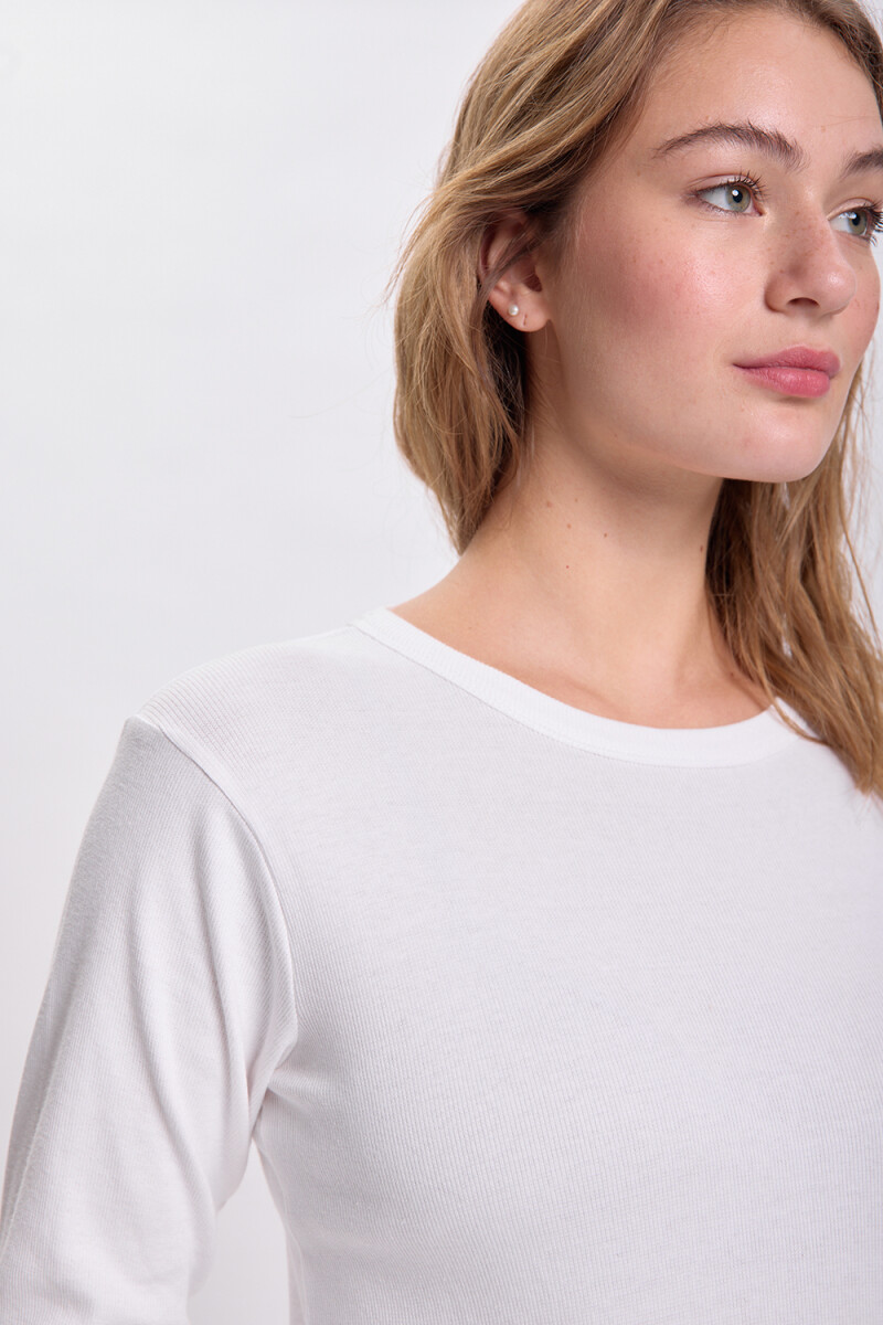 Remera rib manga larga Blanco