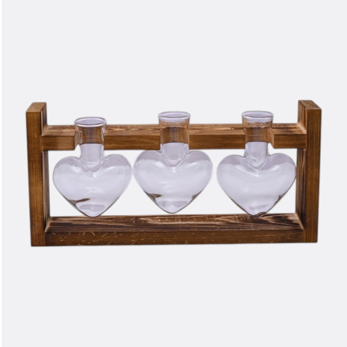 Florero Con Base De Madera x3 - Corazón 