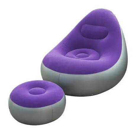 Sillón Puf Inflable Con Posa Pies 100Kg Varios Colores MORADO