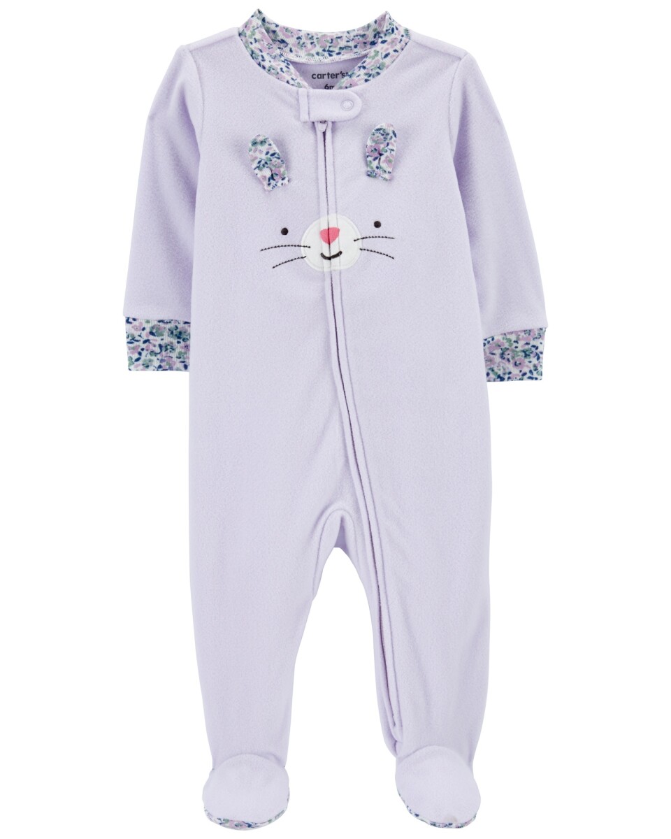 Pijama uno pieza de micropolar, con pie, diseño conejo 