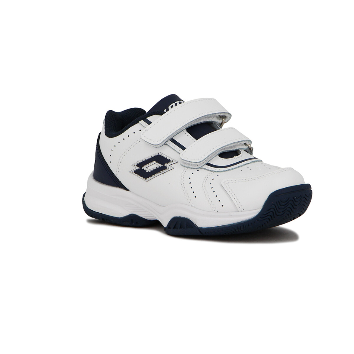 Lotto champion niño/a tennis cuero c/velcro blanco/marino - Blanco-Marino 
