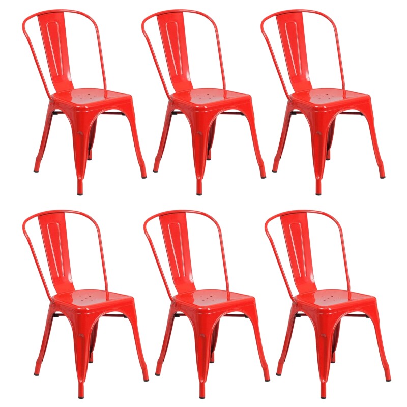 Pack 6 Sillas Tolix Lumax Varios Colores Living Comedor Rojo