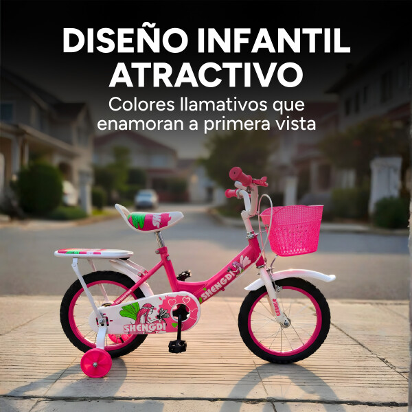 Bicicleta infantil Shengdi Rodado 14 Canasto Parrilla Hadas Rosa 1