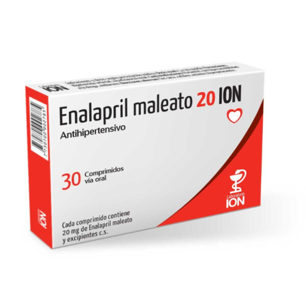Enalapril 20 mg 30 Comprimidos - ION Enalapril 20 mg 30 Comprimidos - ION