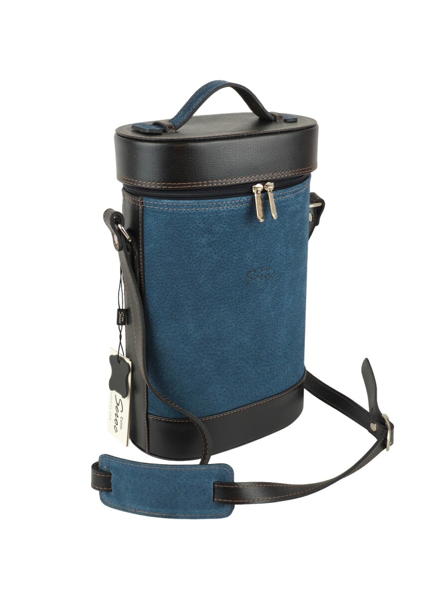 Matera de cuero combinada con pecari - Azul 