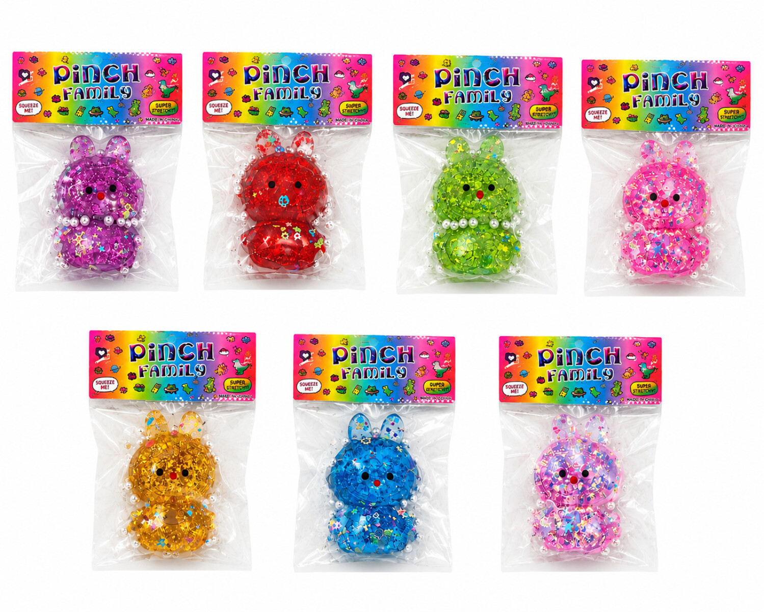 Muñeco Squishy Pinch Family de Conejo Brillante 