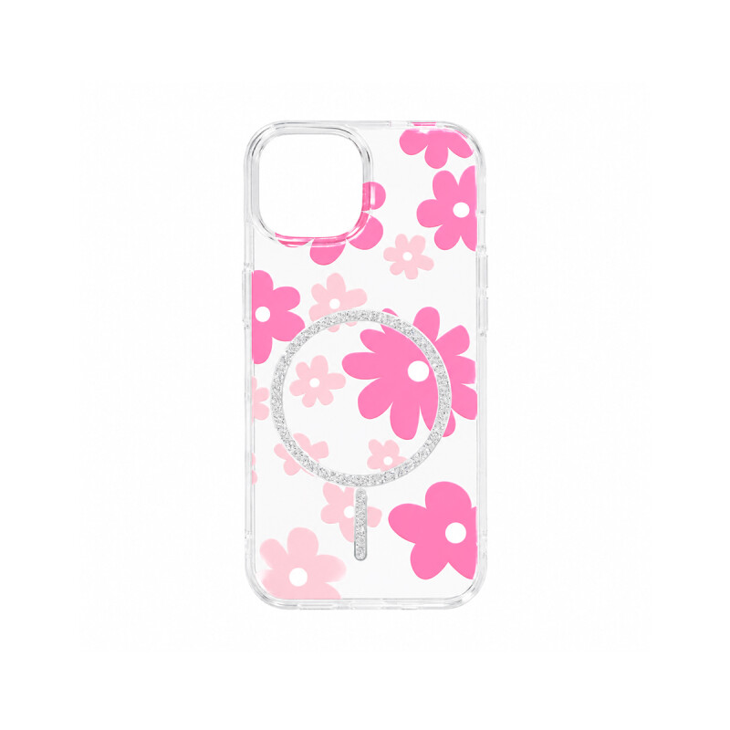 Protector para iPhone 15 diseño de flores color fucsia Protector Para Iphone 15 Diseño De Flores Color Fucsia