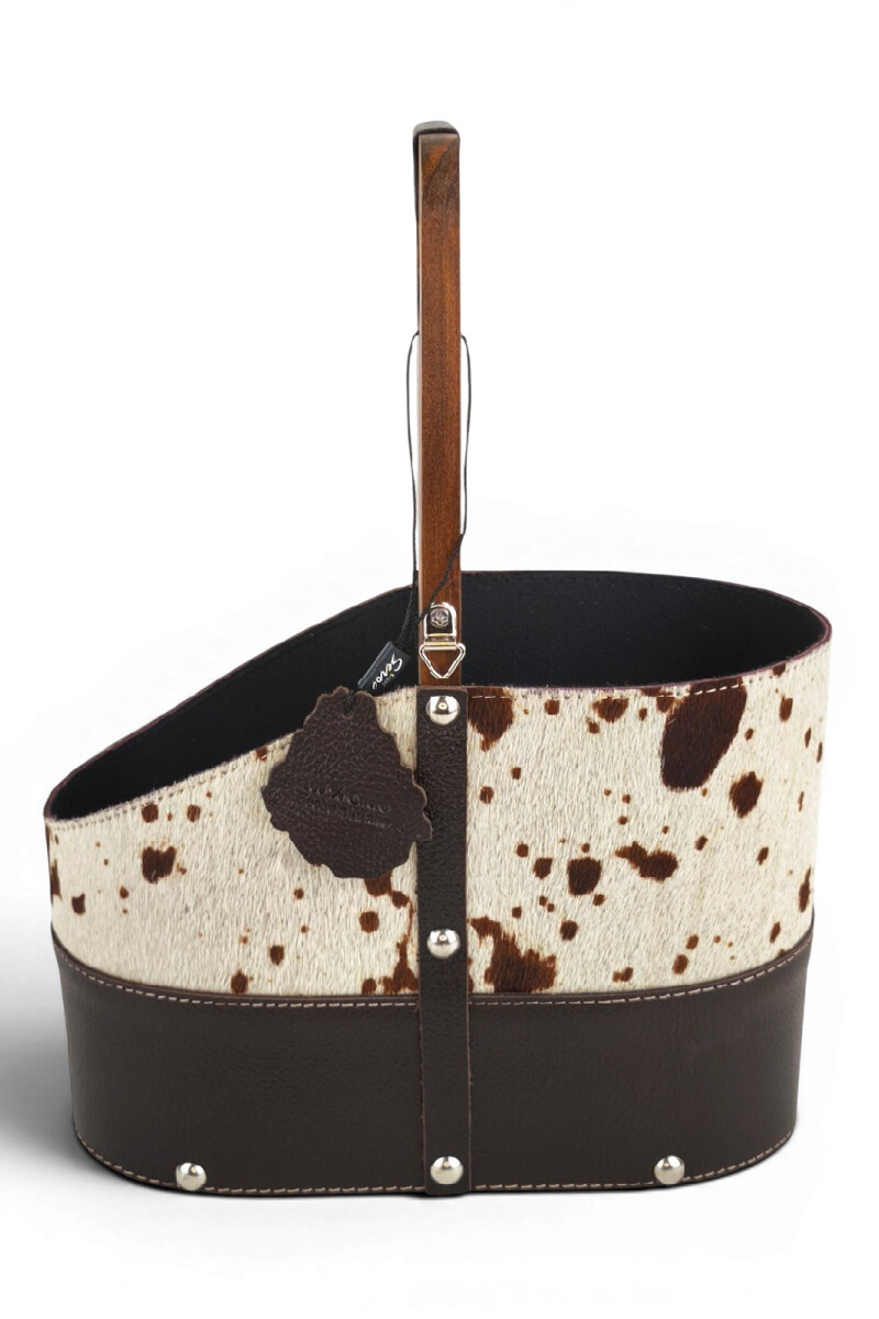 Matera de Cuero Vacuno Legítimo con Estructura Integral de Madera y porta celular Chocolate