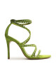 Sandalia Taco Alto Fino Verde Brillos U