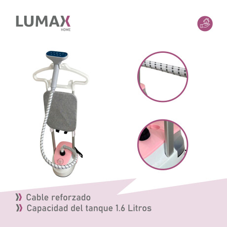 Plancha Vertical a Vapor Lumax Portátil 1,6L Blanco Rosado