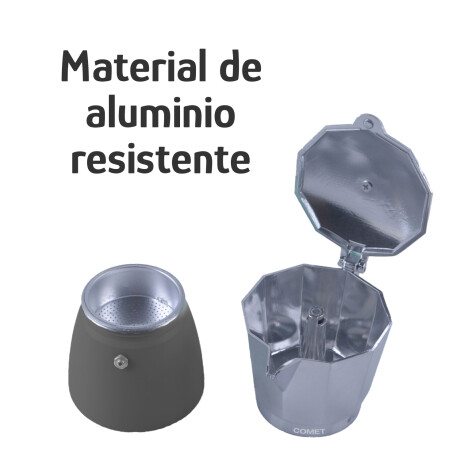 Cafetera Italiana Comet 6 Tazas Aluminio Mango Ergonómico Gris