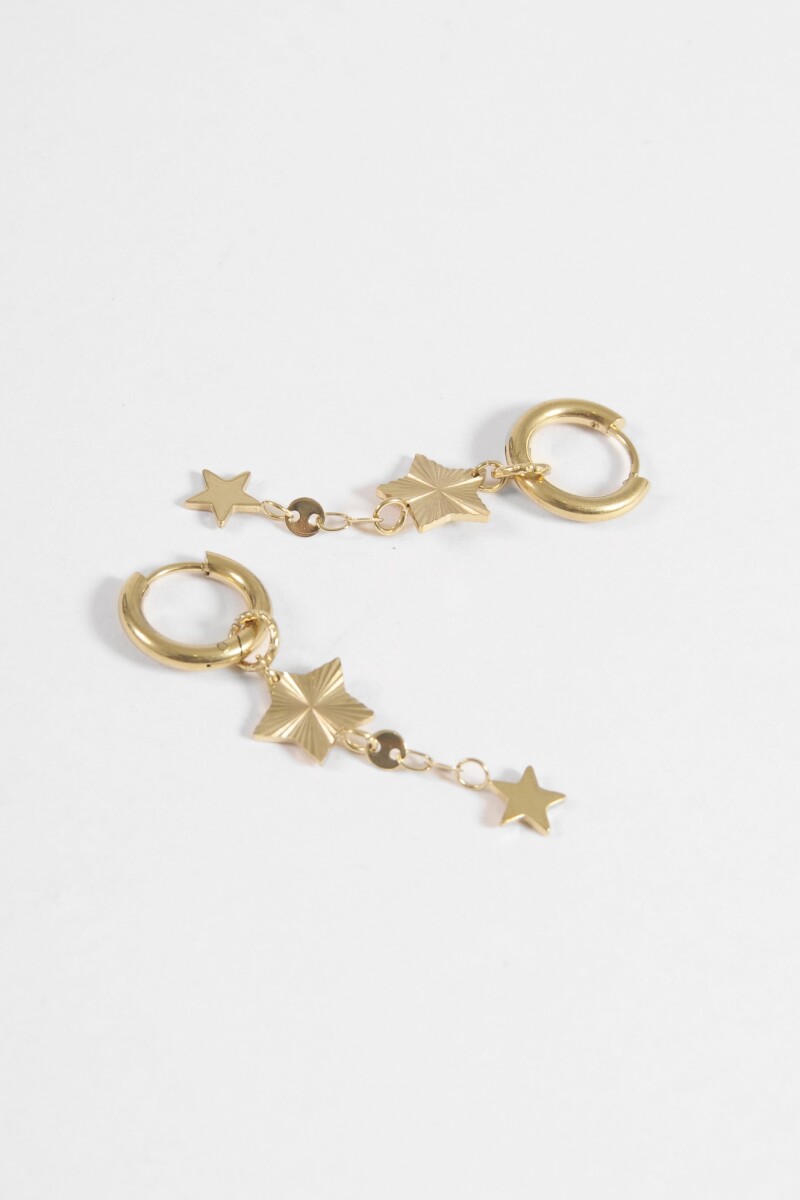 Aros acero estrellas dorado