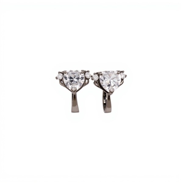 Caravanas Corazón-Plata 925-Piedra Zirconia-CA3144 conpiedra